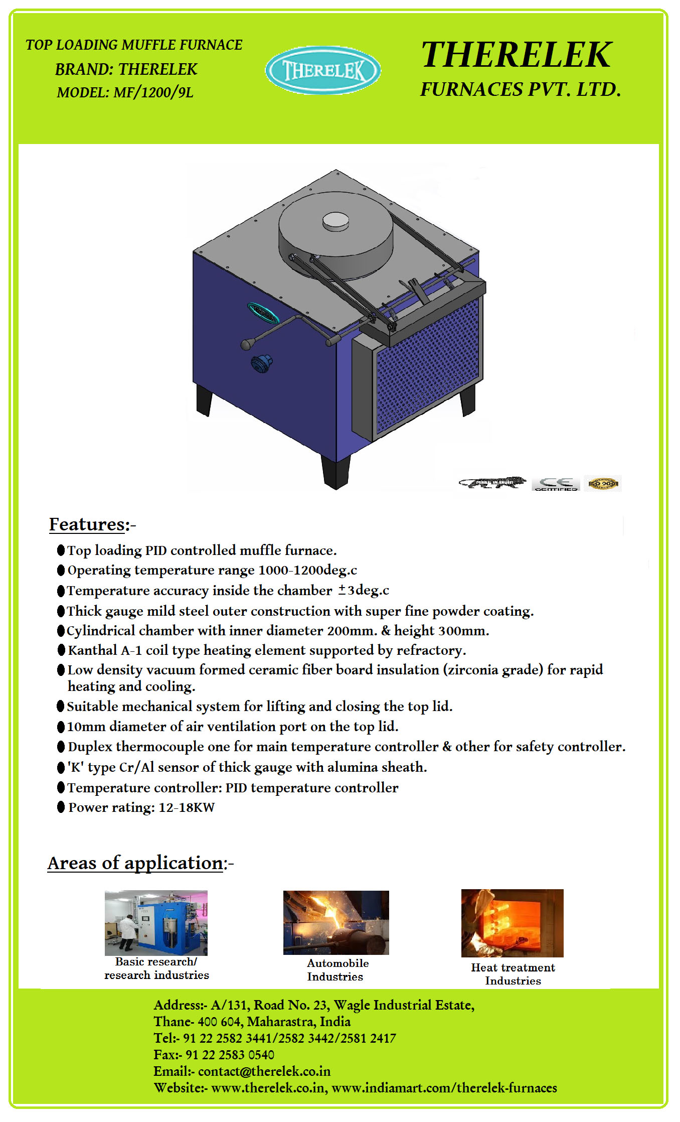 Silcarb Recrystallized Open Tell No 918023347004 for Question Answers  all about muffle furnace